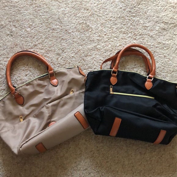 Handbags - Never used Black and Tan nylon bags with shoulder strap